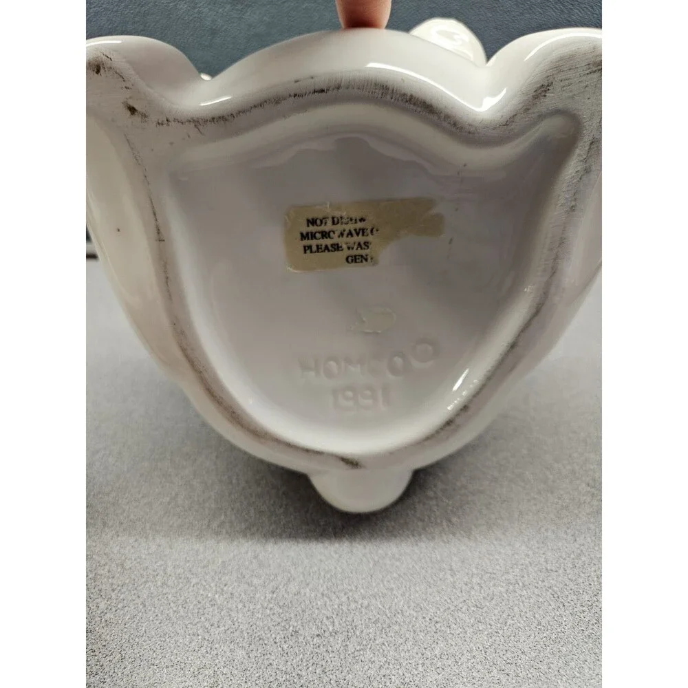 Vintage 1991 Home Interiors by Homco White Polar Bear Cookie Jar w/ Teddy Bear